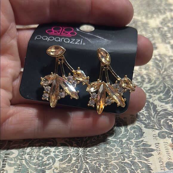 Paparazzi Gold Earrings with Intricate Design - Picture 2 of 3